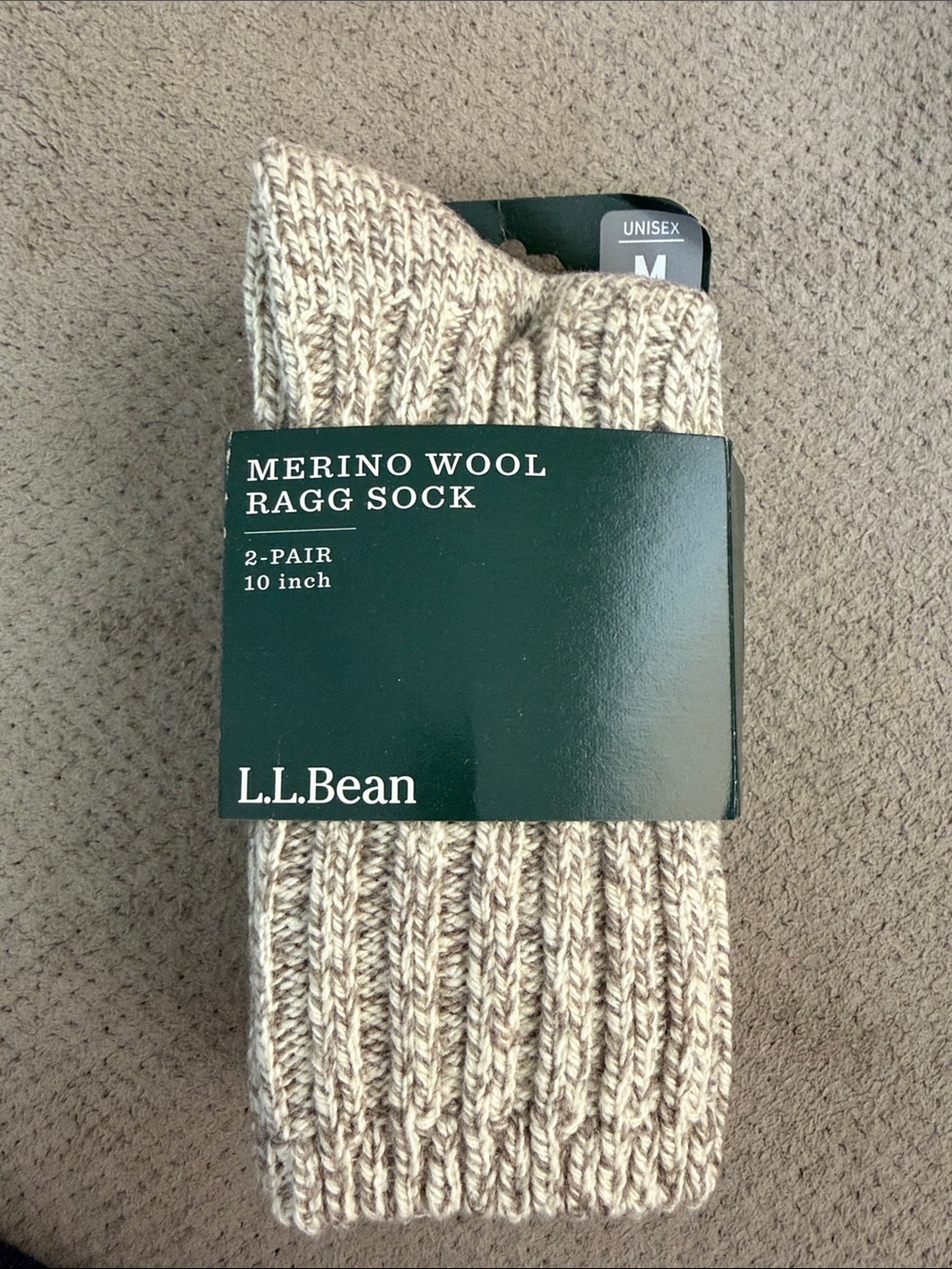 L.L. Bean Merino Wool Ragg Socks in Heathersoft Cream